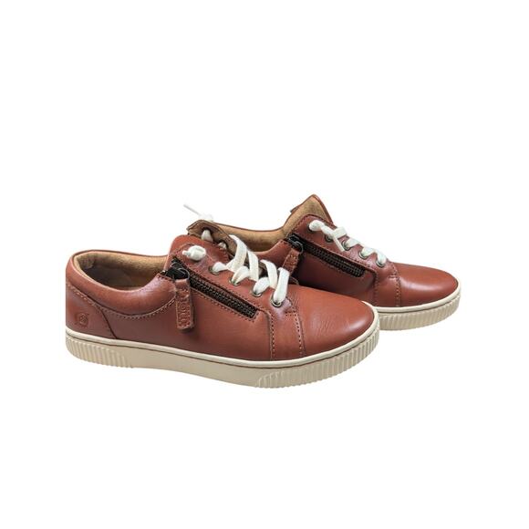 Born Paloma Brown Leather Zip-Up Laced Sneakers Shoes Size Womens 6.5 Comfort - Picture 2 of 11